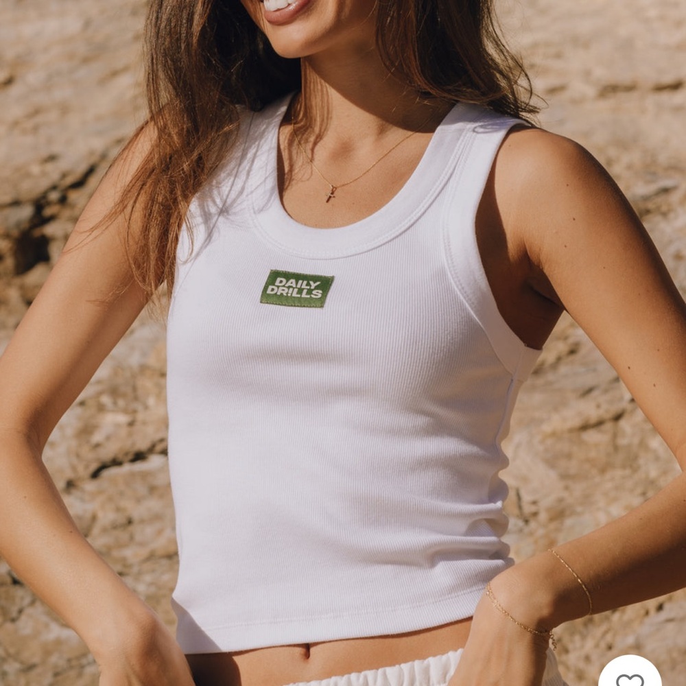 DAILY DRILLS WHITE LOGO TANK